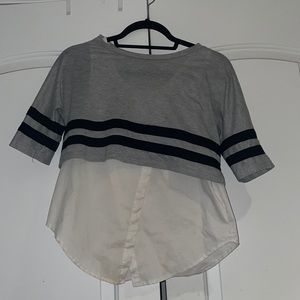 Dance & Marvel elegant white dress shirt with grey crop attached